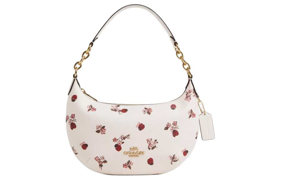 COACH Payton Coated Canvas Underarm Handbag, Shoulder Bag Women's Gold & Chalk Multicolor