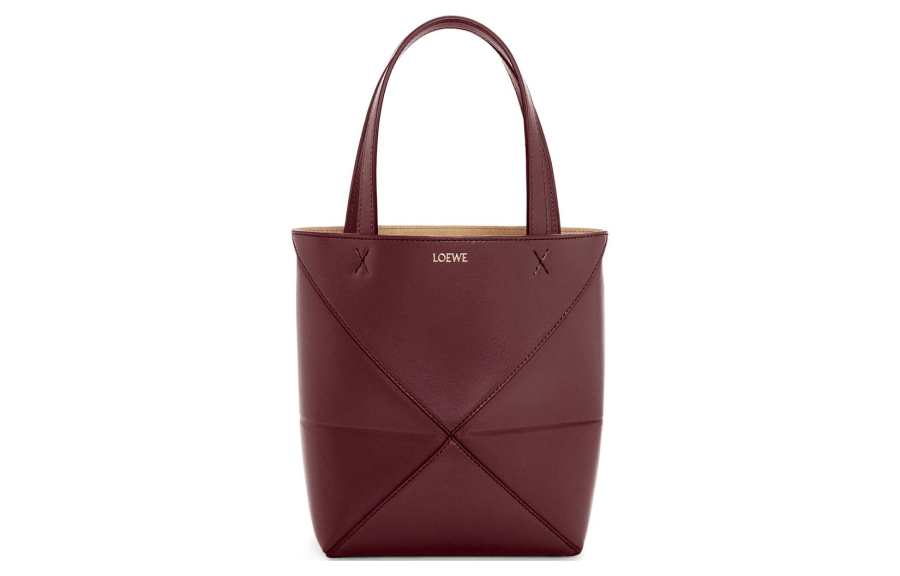 LOEWE Cow Leather Tote Bag, Shopping Bag, Handbag Mini Women's Dark Burgundy Red