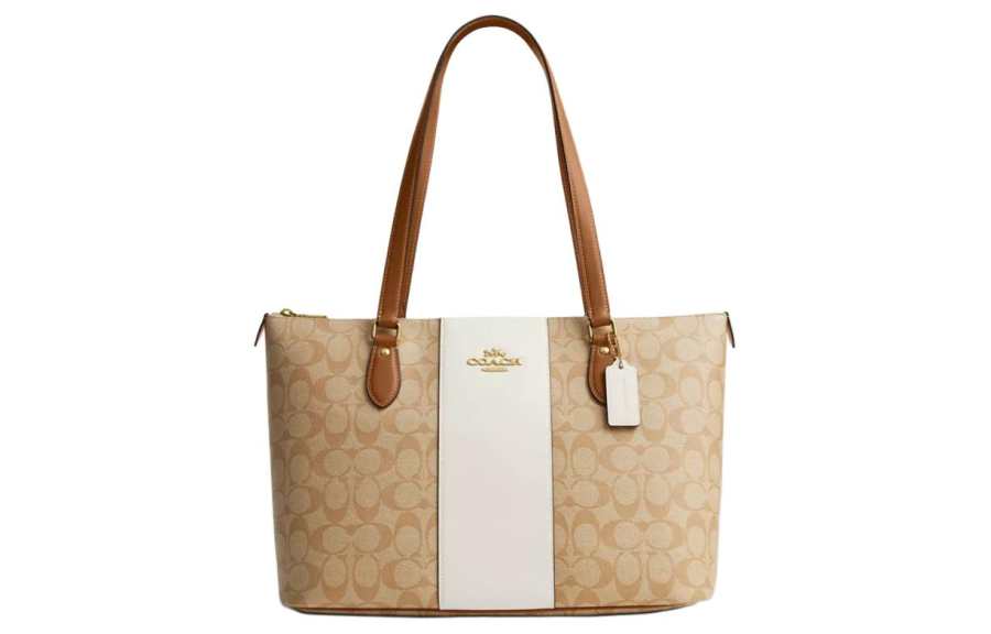 COACH Gallery Coated Canvas Tote Bag, Shopping Bag, Shoulder Bag Large Women's Light Khaki