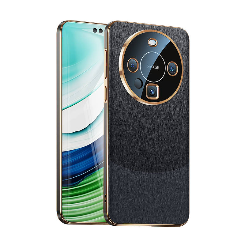 Andmo Genuine Leather Material Gilded Metal With Straight Edges Compatibility For Mate 60/60 Pro/60 Pro+Phone Case