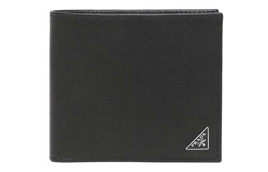 PRADA PRADA Saffiano Cow Leather Wallet Money Unisex Black