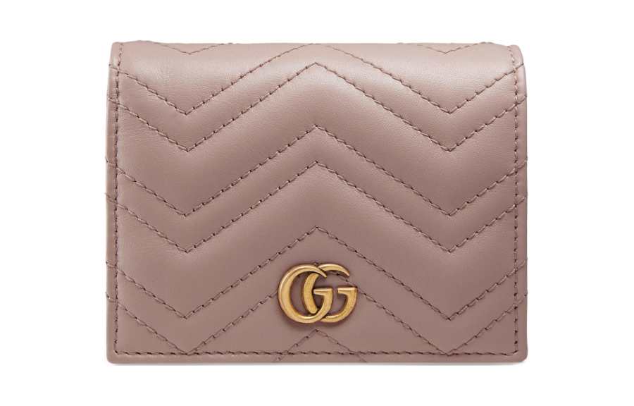 GUCCI GG Marmont Leather Card Holder Women's Nude