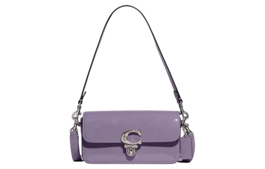COACH Studio Patent Leather Portable Crossbody Bag, Shoulder Bag Small Women's Light Purple