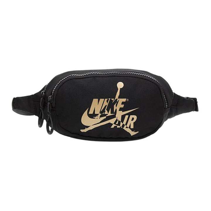 Jordan Jordan Polyester Crossbody Bag, Sling Bag, Fanny Pack Regular Unisex Black Gold
