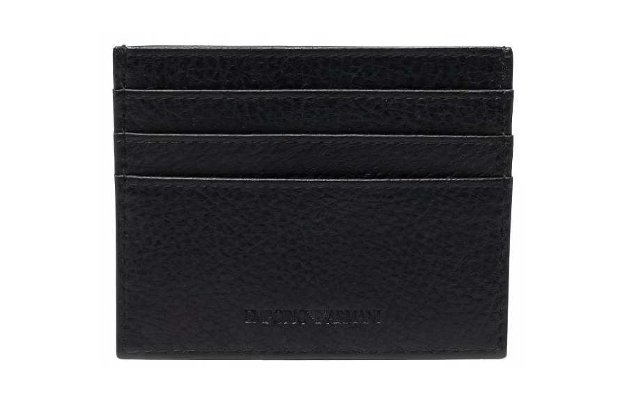 EMPORIO ARMANI Leather Keychain Card Holder Men's Black