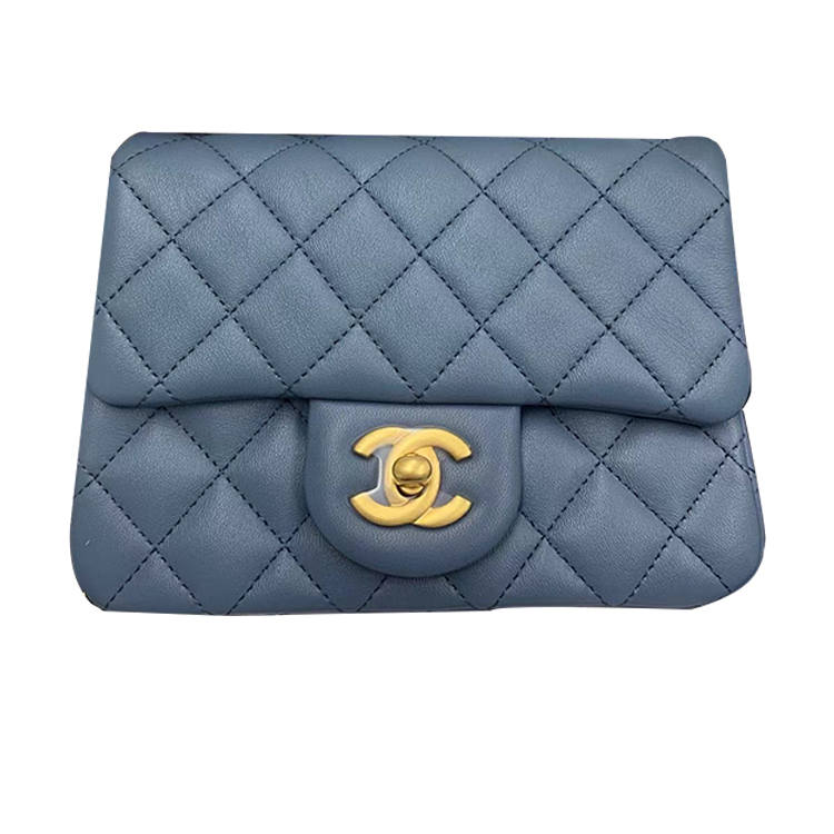 CHANEL Sheepskin Material Vintage Gold Chain Crossbody Bag, Shoulder Bag Women's Blue