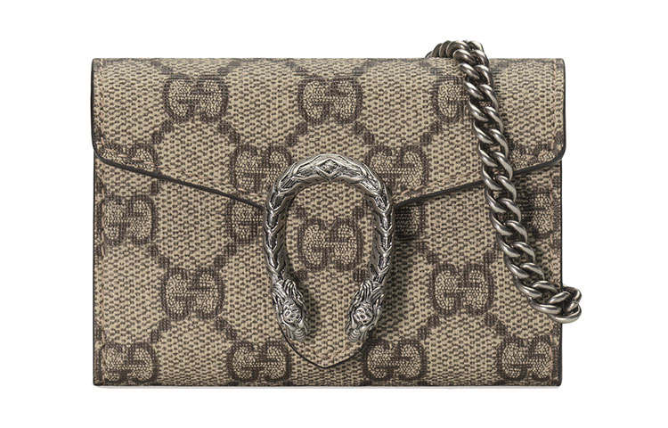 GUCCI Dionysus Canvas With Leather Handbag Coin Purse Extra Mini Women's Beige & Ebony