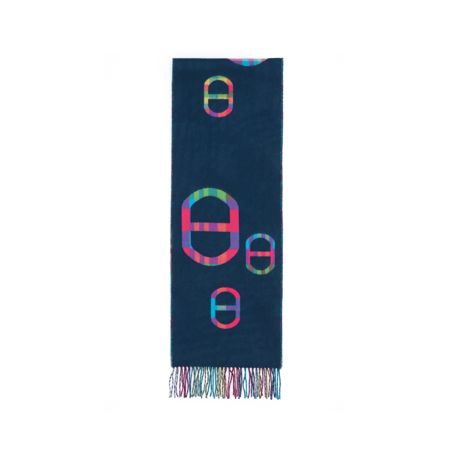 HERMES HERMES Cashmere Knit Scarves Unisex Blue