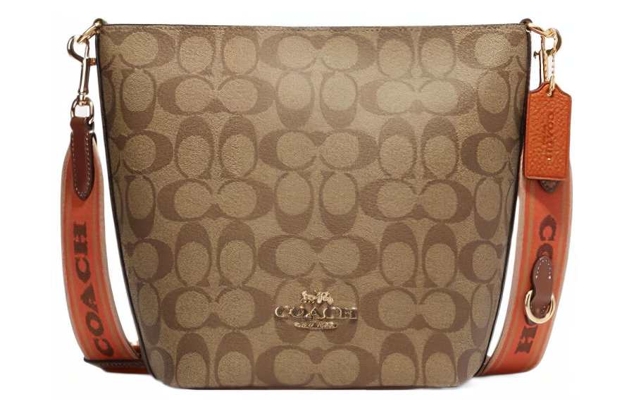 COACH Logan PVC Luggage Bag, Shoulder Bag, Crossbody Bag Medium Women's Khaki