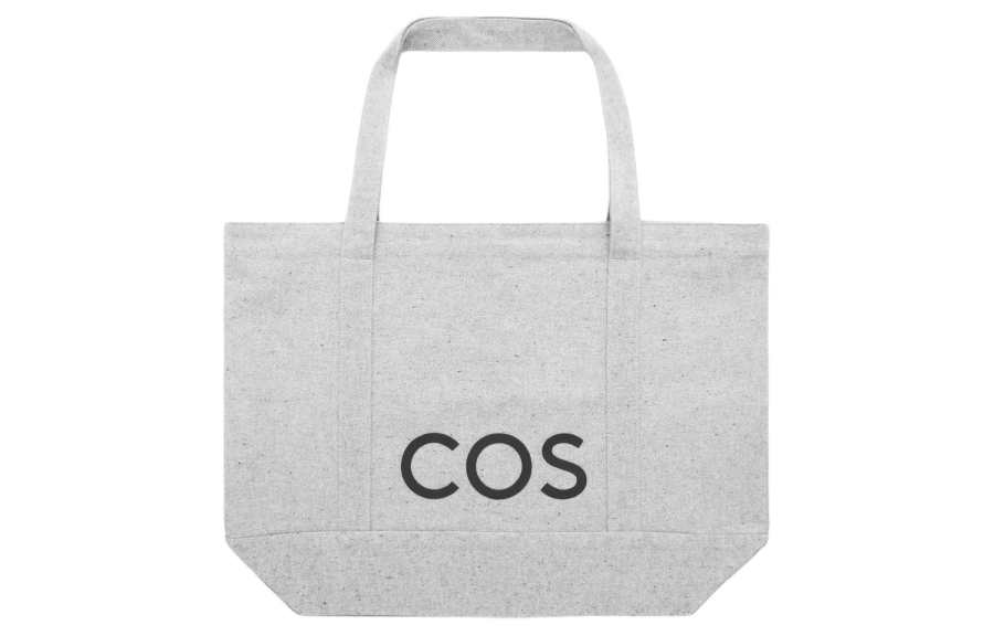 COS Cotton Tote Bag, Shopping Bag, Canvas Bag, Shoulder Bag Regular Unisex Gray