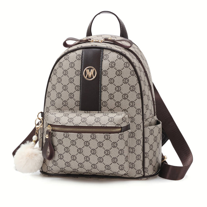 WEIMENG WEIMENG Pu Backpack Women's Coffee/Earth Yellow/Blue Gray