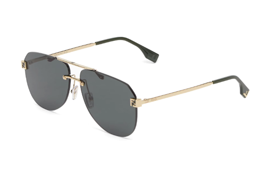 FENDI Acetate Metal Aviator Sunglasses Men's Gold