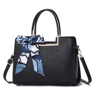 GATOER Pu Handbag Regular Women's Black/Ecru/Dark Blue