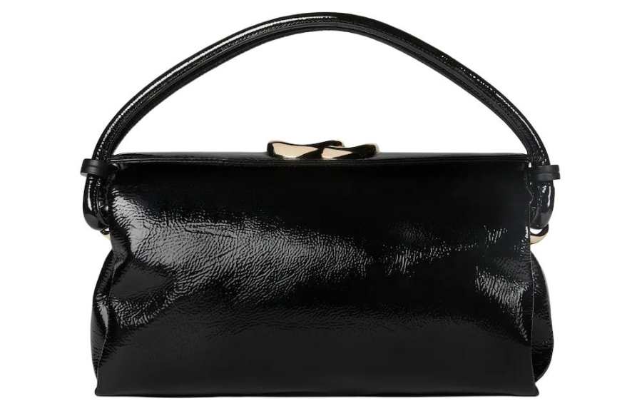 GUCCI Patent Leather Handbag Small Women's Black