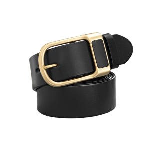 JEEP SPIRIT Minimalist Style Top Grain Cow Leather Pin Buckle Belt Men's 3.8cm