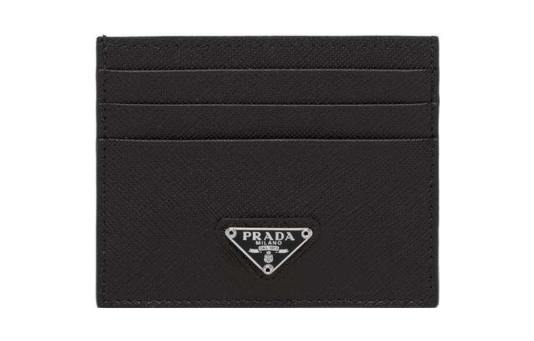 PRADA PRADA Saffiano Leather Card Holder Women's Black