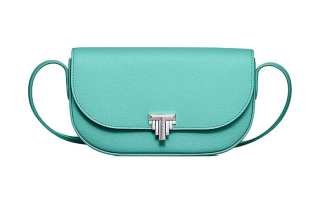 TIFFANY & CO. Tiffany T Calfskin Shoulder Bag, Crossbody Bag, Wallet Women's Blue