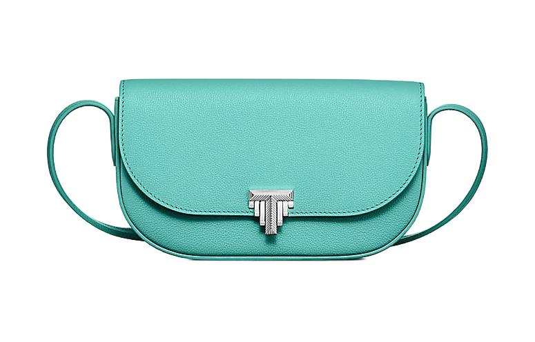 TIFFANY & CO. Tiffany T Calfskin Shoulder Bag, Crossbody Bag, Wallet Women's Blue