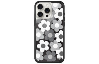 WILDFLOWER Silicone Material Black White Floral Phone Cases Compatibility Apple IPhone 15/14/13 Pro/Max Girlish