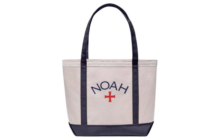NOAH Cotton Canvas Bag, Tote Bag, Shopping Bag, Handbag Regular Unisex Natural & Marine Blue