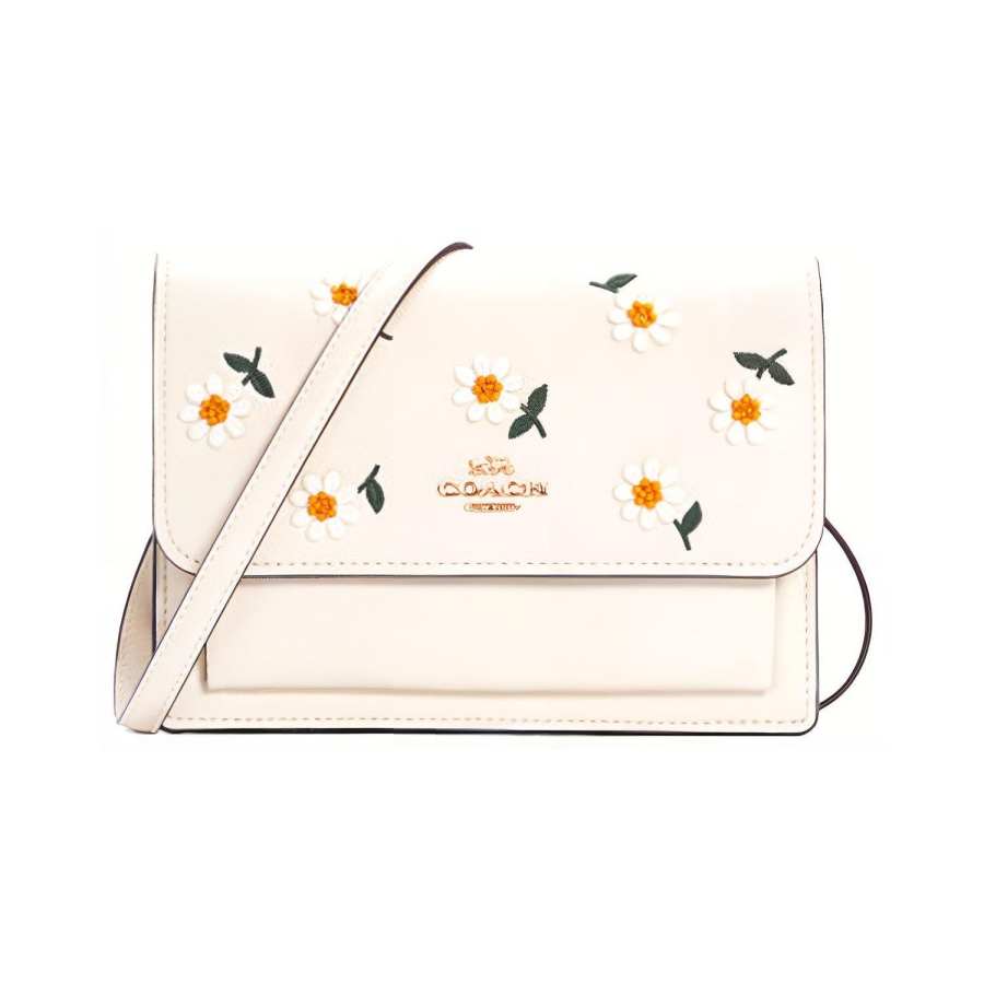 COACH Foldover Leather Fanny Pack, Shoulder Bag, Crossbody Bag Small Women's White