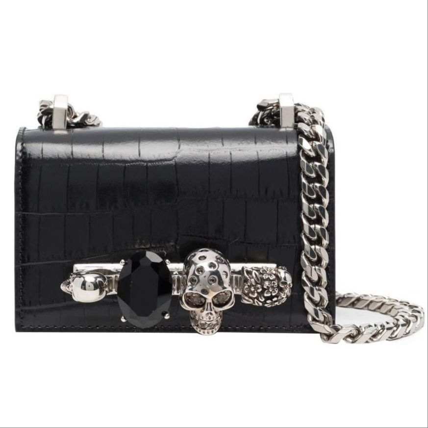 Alexander McQueen Calfskin Clutch, Shoulder Bag, Crossbody Bag Mini Women's Black