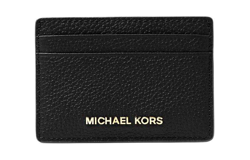 MICHAEL KORS Litchi Grain Leather Card Holder Women's Black