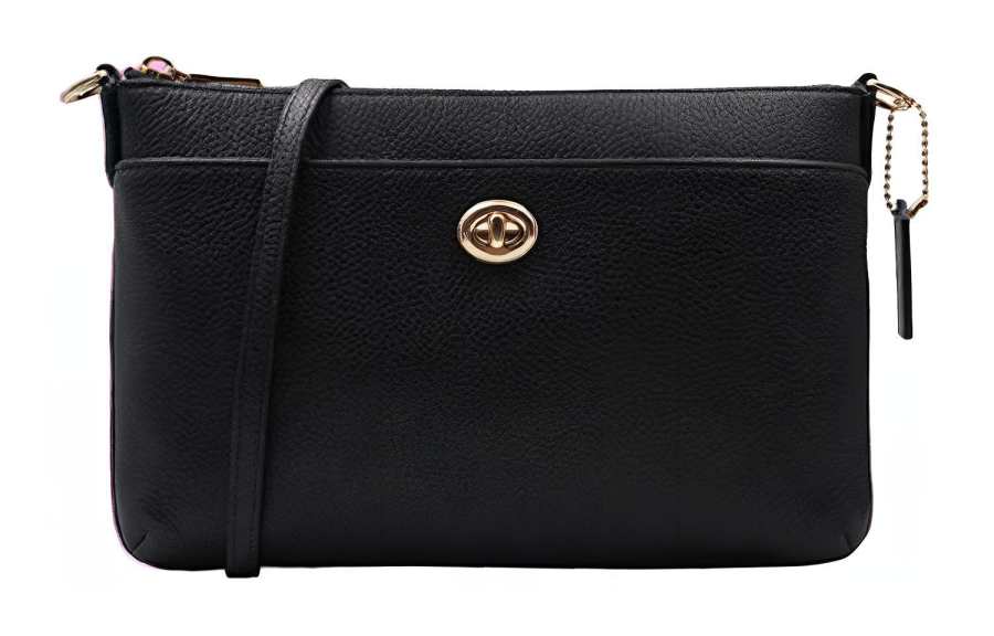 COACH COACH Polly Cow Leather Shoulder Bag Medium Women's Black