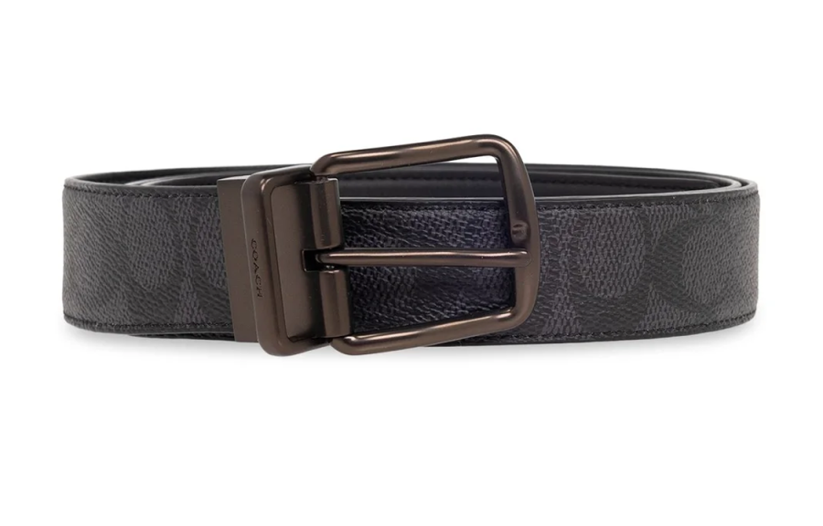 COACH COACH Canvas Leather Belts Men's Black Width 3cm