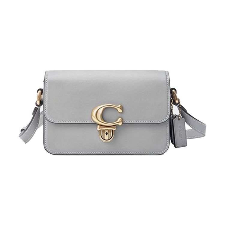 COACH Studio Cow Leather Shoulder Bag, Crossbody Bag Small Women's Gray