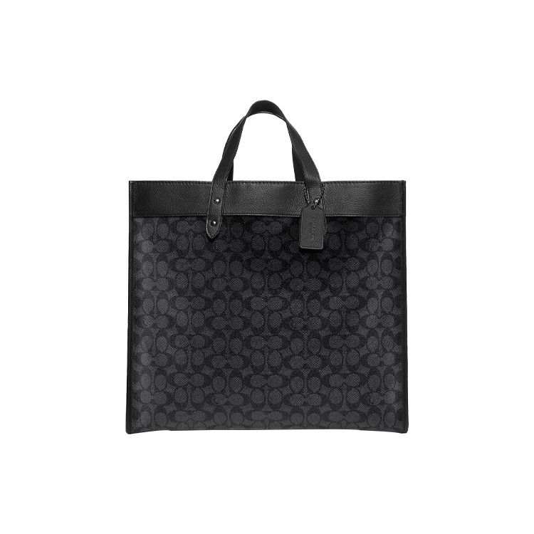 COACH Field Canvas With Leather Tote Bag, Shopping Bag, Shoulder Bag, Crossbody Bag, Handbag Large Women's Black