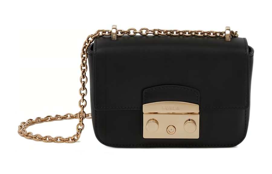 Furla Metropolis Collection Calfskin Shoulder Bag, Crossbody Bag Mini Women's Black