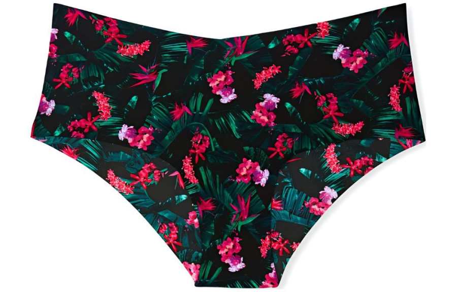Victoria's Secret Briefs Women's 1 Pack Black With Leaf Floral
