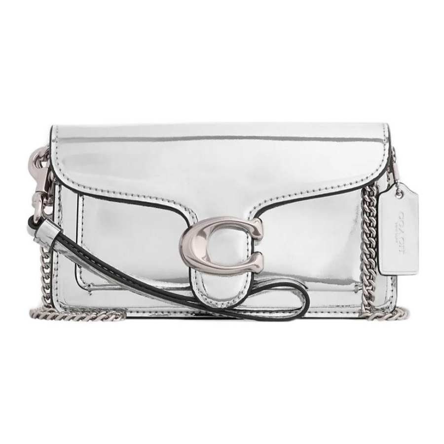 COACH Tabby Leather Messenger Bag, Handbag, Shoulder Bag Small Women's Silver