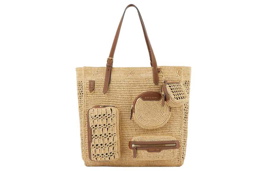 Anya Hindmarch Raffia Tote Bag, Shopping Bag, Shoulder Bag, Handbag Women's Beige