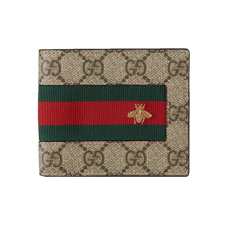 GUCCI Canvas With Leather Wallet Men's Ebony/Brown
