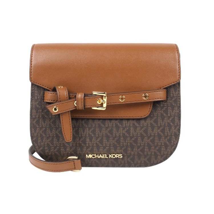 MICHAEL KORS Emilia With Cow Leather Saddle Bag, Shoulder Bag, Crossbody Bag Small Women's Dark Brown & Brown