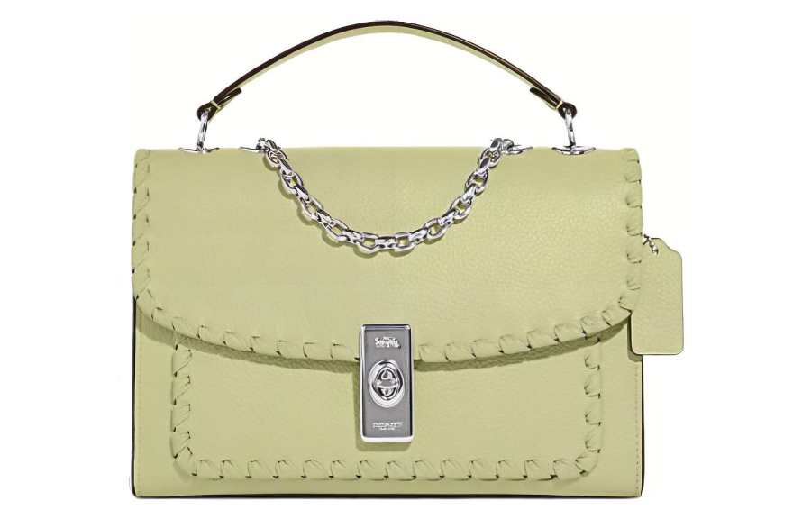 COACH Cow Leather Handbag, Shoulder Bag, Crossbody Bag Medium Women's Lime Green