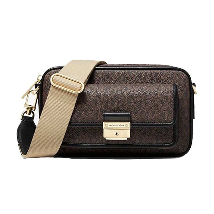 MICHAEL KORS MK Bradshaw Canvas Camera Bag Crossbody Bag Medium Women's Acorn Brown