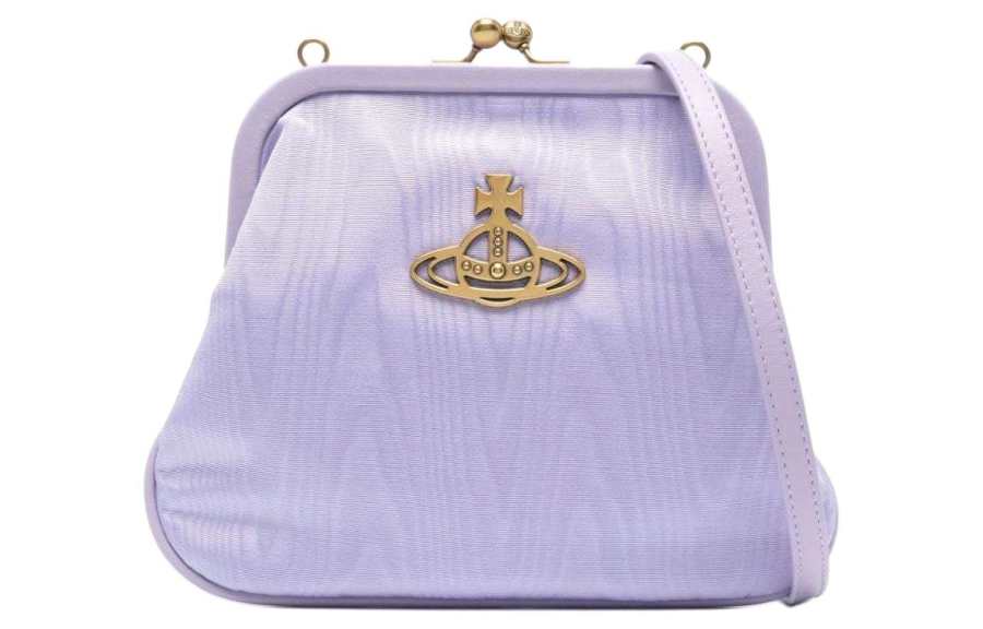 Vivienne Westwood Calfskin Textile One Shoulder Clutch Women's Lilac