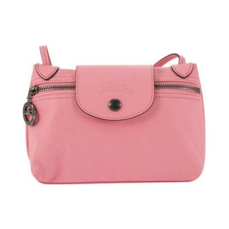 LONGCHAMP Le Pliage Snap And Zip Closure Cow Leather Shoulder Bag, Crossbody Bag Women's Pink