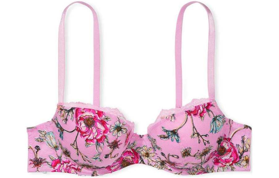 Victoria's Secret Bra Women's Pink Floral Embroidery