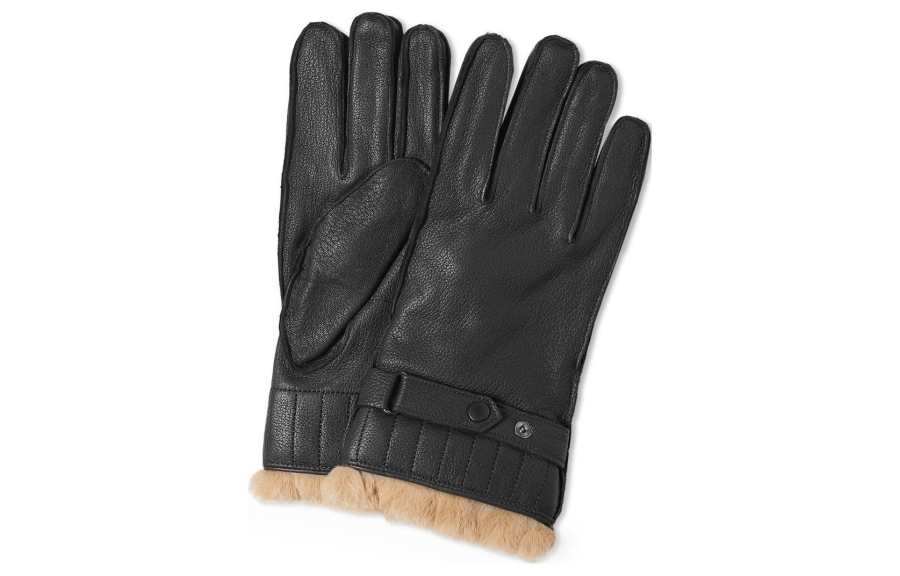 BARBOUR Leather Gloves Men's Black