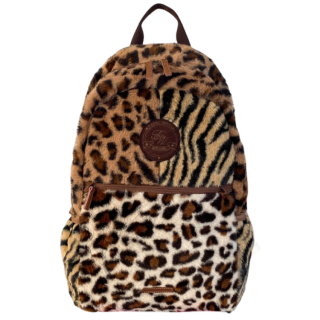 BRABOSTON Fleece Leopard Print Comfortable Backpack Unisex Black/White/Pink/Coffee