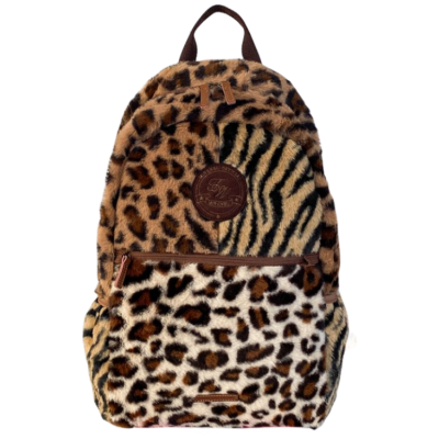 BRABOSTON Fleece Leopard Print Comfortable Backpack Unisex Black/White/Pink/Coffee