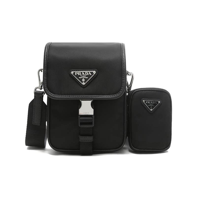 PRADA Re Nylon Cell Phone Pouch, Crossbody Bag, Shoulder Bag Men's Black