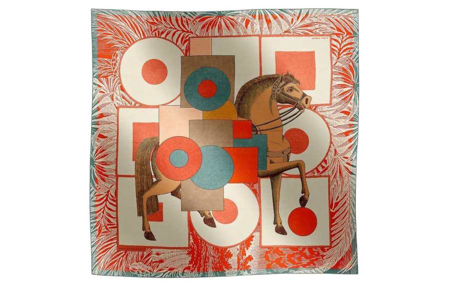 HERMES Carre Cashmere, Silk Scarves Women's Orange