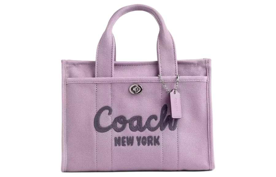 COACH Cargo Canvas With Satin Tote Bag, Shopping Bag, Shoulder Bag, Crossbody Bag, Handbag Medium Women's Light Purple