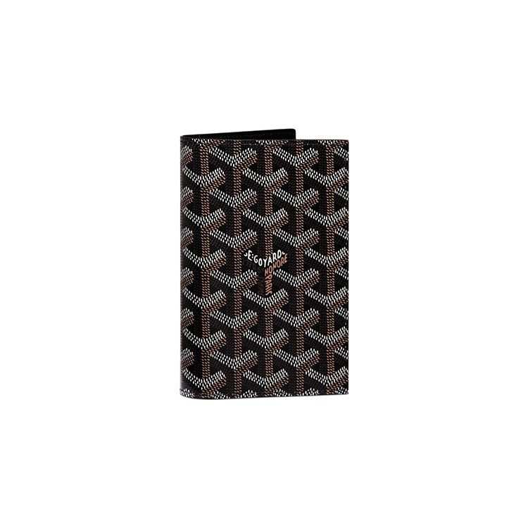 GOYARD Grenelle Cow Leather Card Holder Passport Holder Unisex Black