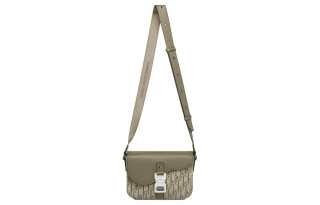 DIOR Saddle Oblique Print Grain Cow Leather Saddle Bag, Messenger Bag, Crossbody Bag, Shoulder Bag Mini Men's Khaki